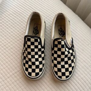 Vans Kids Black and White Checkered Slip-On Sneakers